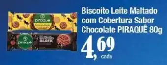 Supermercados Unidos Biscoito Leite Maltado com Cobertura Sabor Chocolate PIRAQUÊ oferta