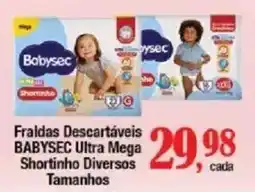 Supermercados Unidos Fraldas descartáveis babysec ultra mega shortinho diversos tamanhos oferta