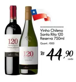 Giassi Supermercados Vinho Chileno Santa Rita 120 Reserva oferta