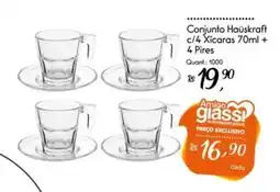 Giassi Supermercados Conjunto Hauskraft c/4 Xicaras 70ml + 4 Pires oferta
