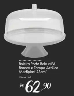 Giassi Supermercados Boleira Porta Bolo c/Pé Branco e Tampa Acrílico oferta