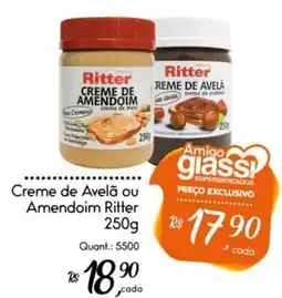 Giassi Supermercados Creme de Avelã ou Amendoim Ritter oferta