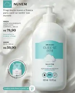 O Boticário Loção desodorante hidratante nuvem cloud oferta