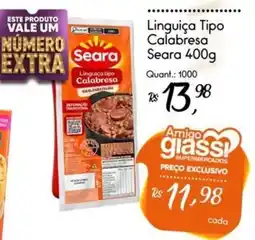 Giassi Supermercados Linguiça tipo calabresa oferta