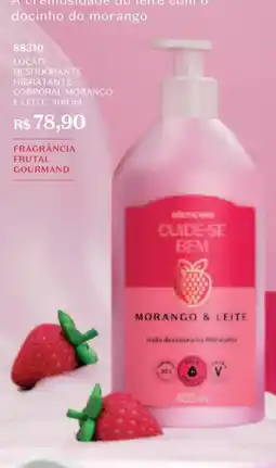 O Boticário loção desodorante hidratante morango & leite oferta