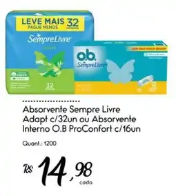 Giassi Supermercados Absorvente Sempre Livre Adapt ou Absorvente Interno O.B ProConfort oferta