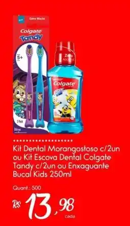 Giassi Supermercados Kit Dental Morangostoso c/2un ou Kit Escova Dental Colgate Tandy c/2un ou Enxaguante Bucal Kids 250ml oferta