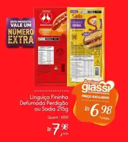 Giassi Supermercados Linguiça Fininha Defumada Perdigão ou Sadia oferta