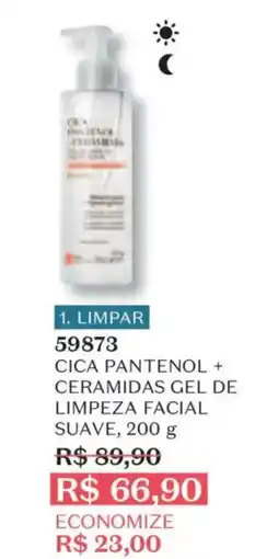 O Boticário cica pantenol + ceramidas gel de limpeza facial suave oferta