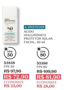 O Boticário Ácido hialurônico protetor solar facial, FPS 50 oferta