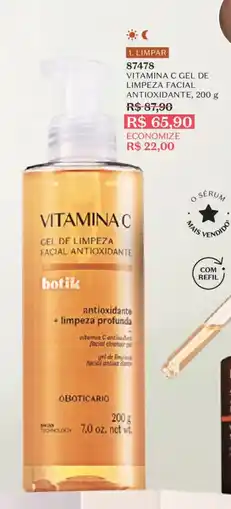 O Boticário Vitamina c gel de limpeza facial antioxidante oferta