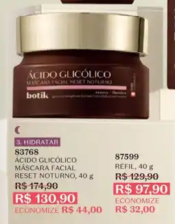 O Boticário Ácido glicólico máscara facial reset noturno oferta