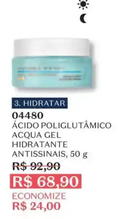 O Boticário Ácido poliglutâmico acqua gel hidratante antissinais oferta