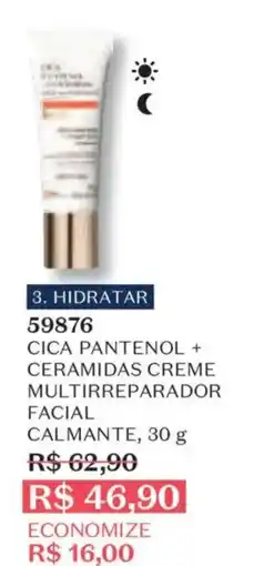O Boticário cica pantenol + ceramidas creme multirreparador facial calmante oferta