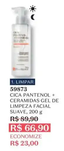 O Boticário Cica pantenol + ceramidas gel de limpeza facial suave oferta