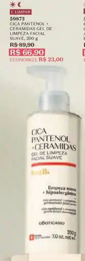 O Boticário Cica pantenol + ceramidas gel de limpeza facial suave oferta