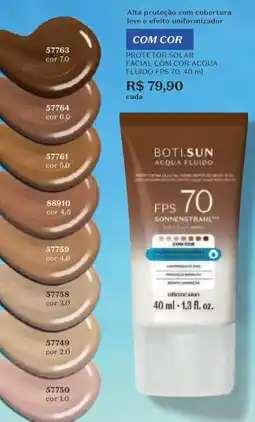 O Boticário Protetor solar facial com cor acqua fluido oferta