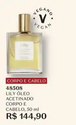 O Boticário lily óleo acetinado corpo e cabelo oferta