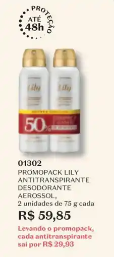 O Boticário Promopack lily antitranspirante desodorante aerossol oferta