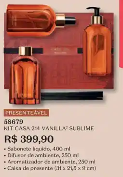 O Boticário kit casa 214 vanilla² sublime oferta