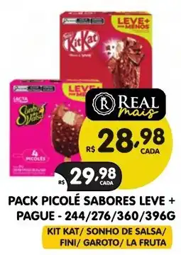 Supermercados Real pack picolé sabores leve oferta
