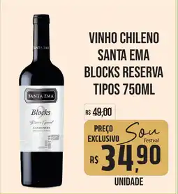Festval vinho chileno santa ema blocks reserva oferta
