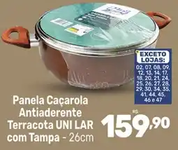 Supermercados Jau Serve Panela Caçarola Antiaderente Terracota UNI LAR oferta