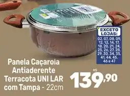 Supermercados Jau Serve Panela Caçarola Antiaderente Terracota UNI LAR com Tampa oferta