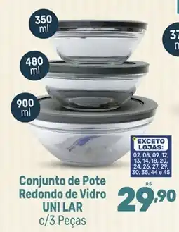 Supermercados Jau Serve Conjunto de Pote Redondo de Vidro UNI LAR oferta