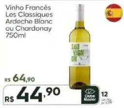 Master Supermercados Vinho Francês Les Classiques Ardeche Blanc ou Chardonnay oferta