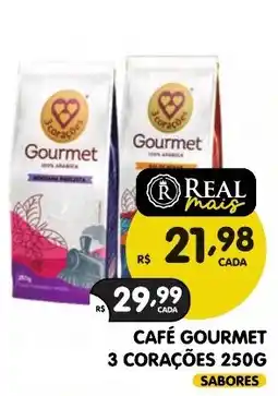 Supermercados Real Café gourmet 3 corações sabores oferta