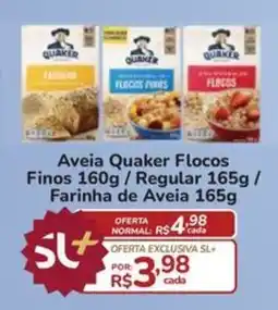 Super Luna Aveia Quaker Flocos Finos / Regular / Farinha de Aveia oferta