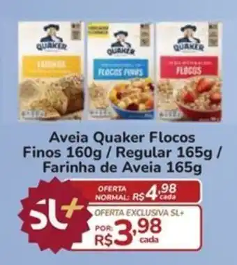 Super Luna Aveia Quaker Flocos Finos / Regular / Farinha de Aveia oferta