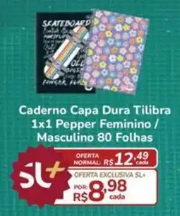 Super Luna Caderno capa dura tilibra 1x1 pepper feminino / masculino oferta