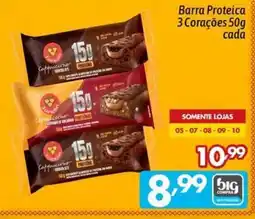 Supermercados Big Compra Barra Proteica 3 Corações oferta