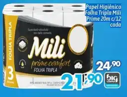 Supermercados Big Compra Papel Higiênico Folha Tripla Mili Prime oferta