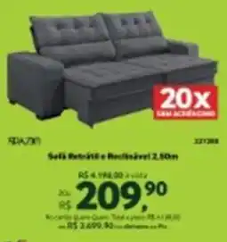 Quero Quero Sofá Retrátil e Recisável 2.50m oferta