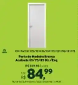 Quero Quero Porta de Madeira Branca Acabada 65/75/85 Dir./Esq. oferta
