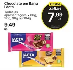 Comercial Zaffari Chocolate em Barra Lacta oferta