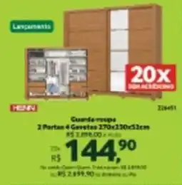 Quero Quero Guarda-roupa 2 Portas 4 Gavetas oferta