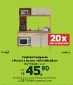 Quero Quero Cozinha Compacta 4 Portas 1 Gaveta oferta