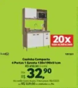 Quero Quero Cozinha Compacta 4 Portas 1 Gaveta oferta