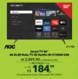 Quero Quero Smart TV 50" 4K OLED Roku TV 4K Netflix Wi-Fi HDMI USB oferta