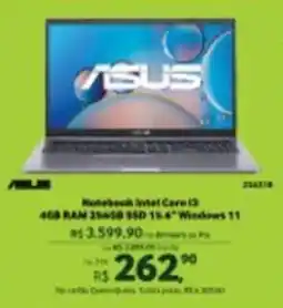 Quero Quero Notebook intel core i3 4gb ram 256gb ssd 15.6" windows 11 oferta