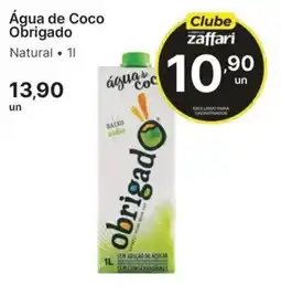 Comercial Zaffari Água de Coco Obrigado Natural oferta