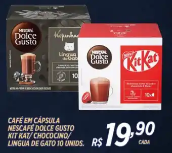Café em cápsula nescafé dolce gusto kit kat/chococino/lingua de gato 10 unids.