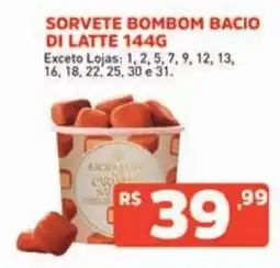Supermercados Pague Menos Sorvete bombom bacio di latte oferta