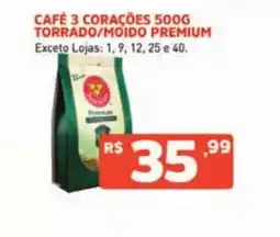 Supermercados Pague Menos Café 3 corações torrado/moído premium oferta