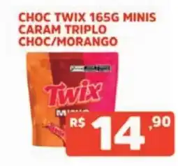 Supermercados Pague Menos Choc twix 165g minis caram triplo choc/morango oferta