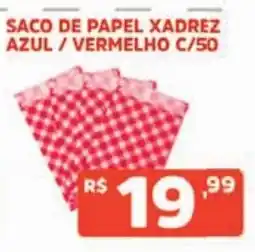 Supermercados Pague Menos saco de papel xadrez azul / vermelho oferta
